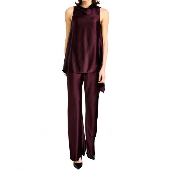 NEW LINE AND DOT petrea satin pants in rich plum - Picture 1 of 4